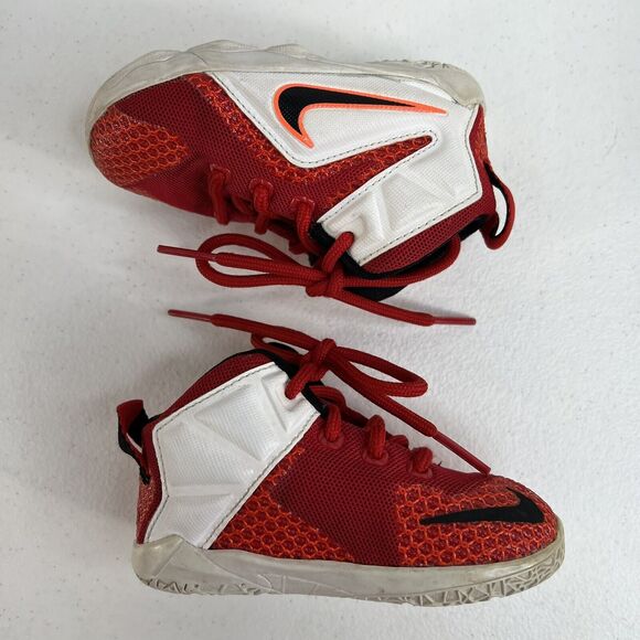 Nike Lebron XII 12 Toddler 5C Red Sneakers Shoes Air Zoom Megafuse Upper - Picture 4 of 11